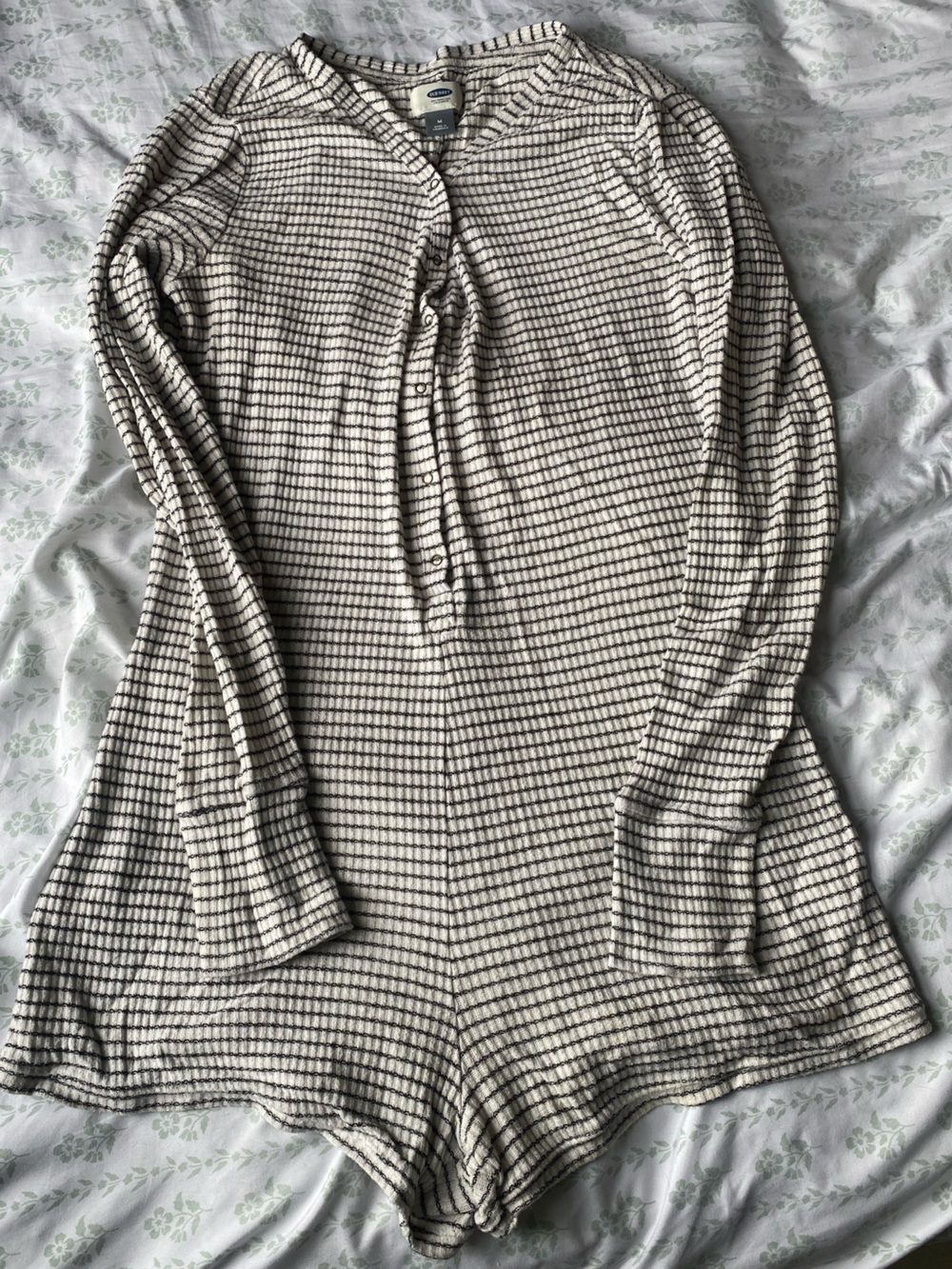 Old Navy Black & White Striped Knit Onesie